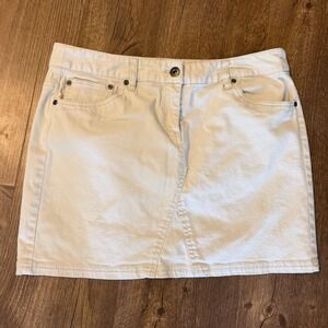 Kenar Denim Style Mini Skirt Women Size 10 Beige Cotton Blend Five Pocket Twill